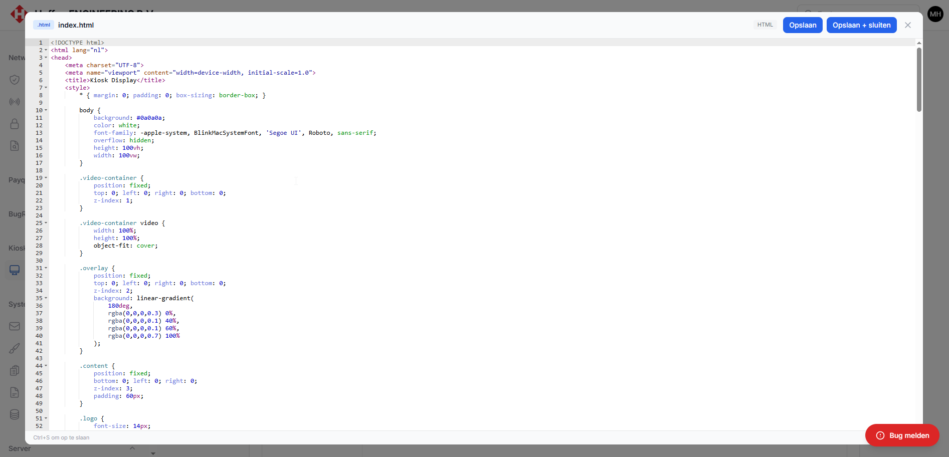 Code editor met syntax highlighting