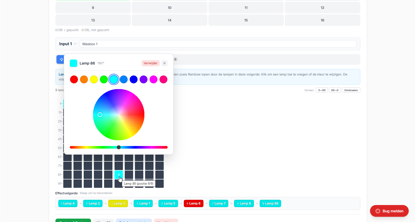 Color picker met presets en kleurenwiel